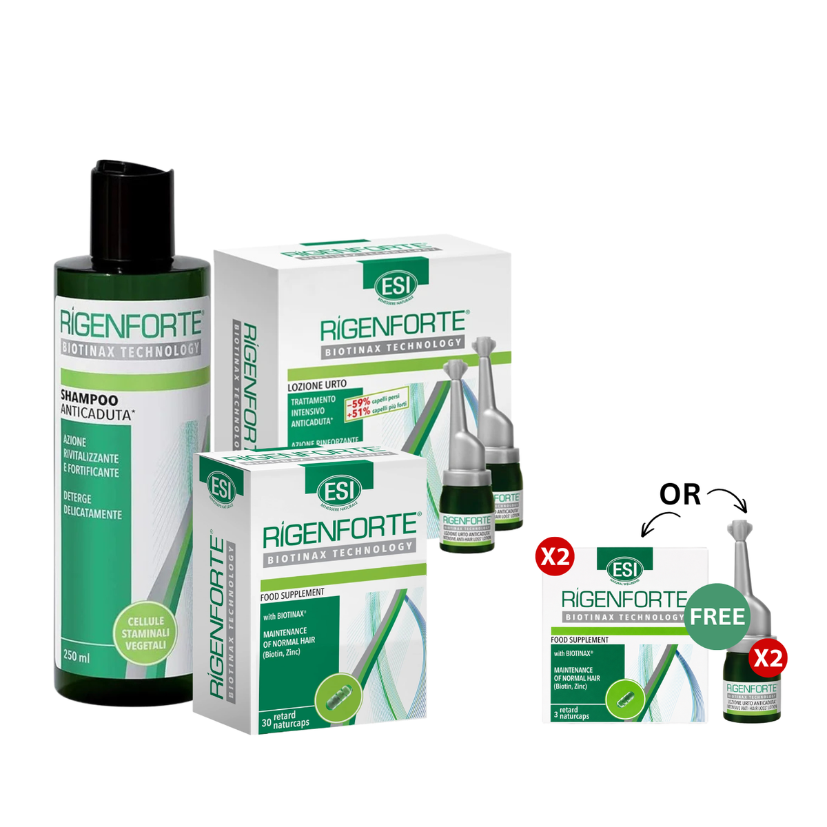 ESI Rigenforte Complete Anti-Hair Loss Treatment Bundle + FREE Intensive Lotions