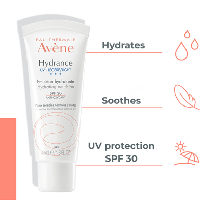 Buy one Avène Hydrance UV Light SPF 30 Emulsion and get a FREE 150ml Avène Cleansing Foam.