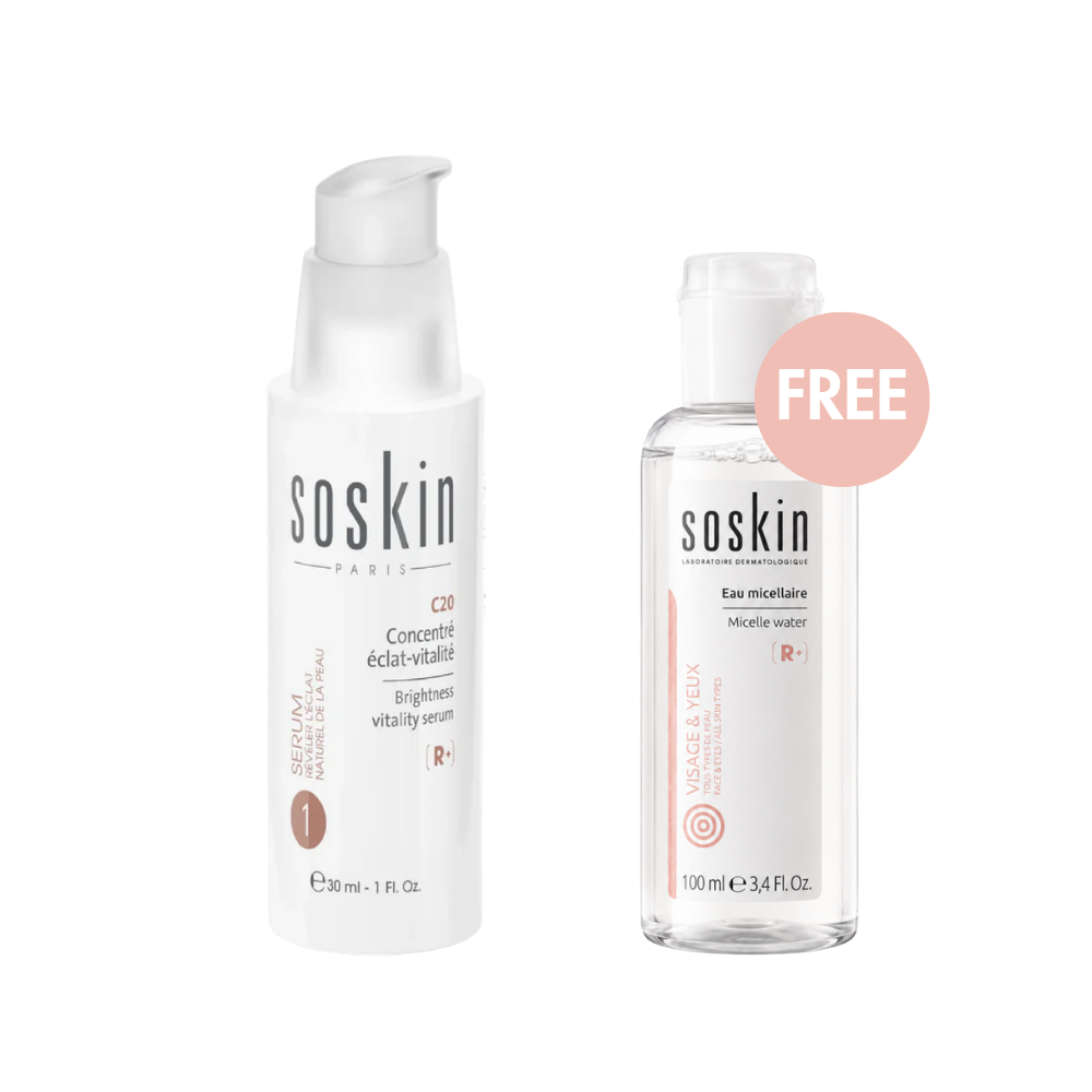 SOSKIN Brightness Vitality Serum C20 30ml + FREE Micellar Water 100ml