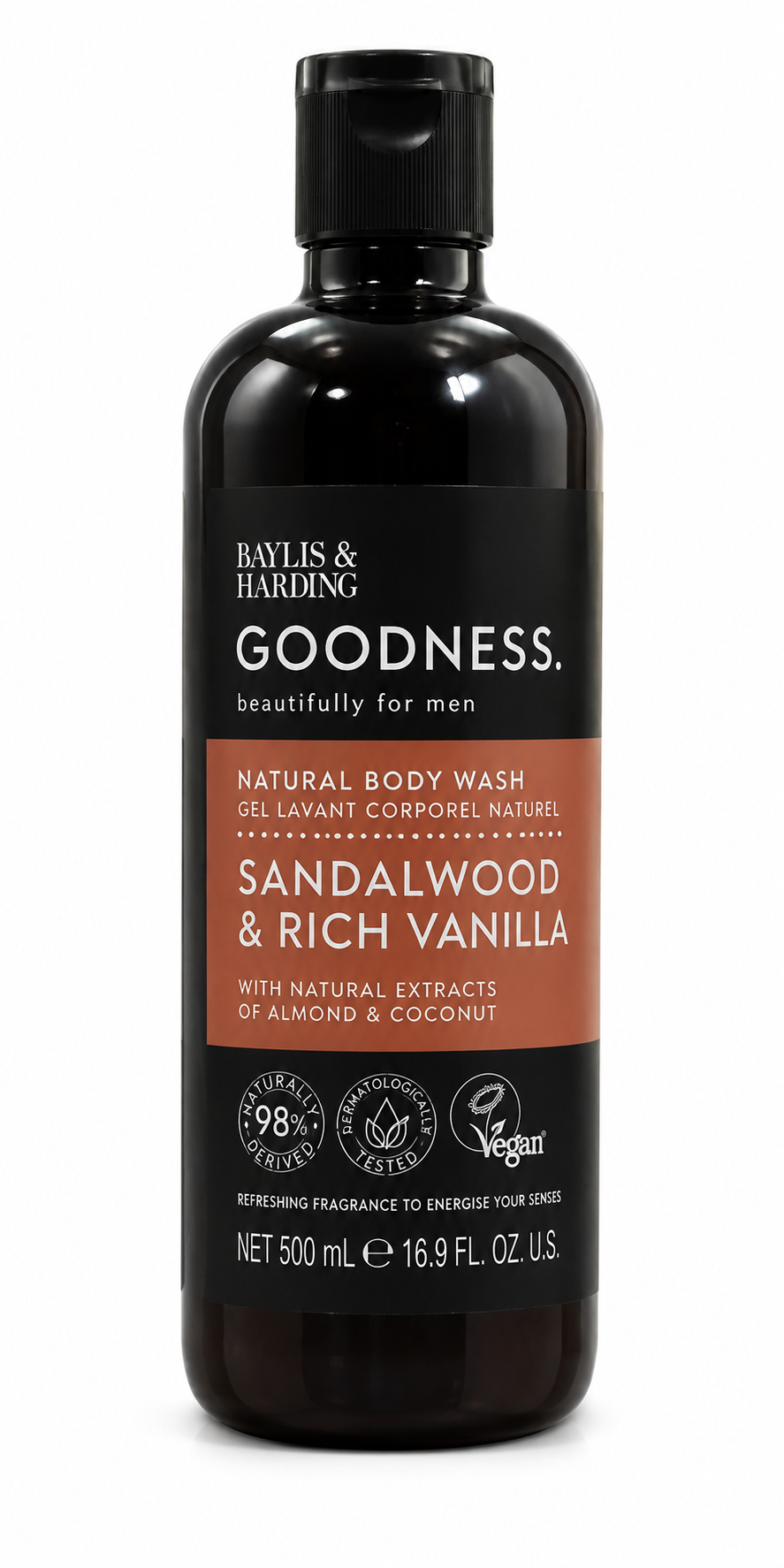 Baylis & Harding Goodness Sandalwood & Rich Vanilla Natural Shower Gel for Men 500ml