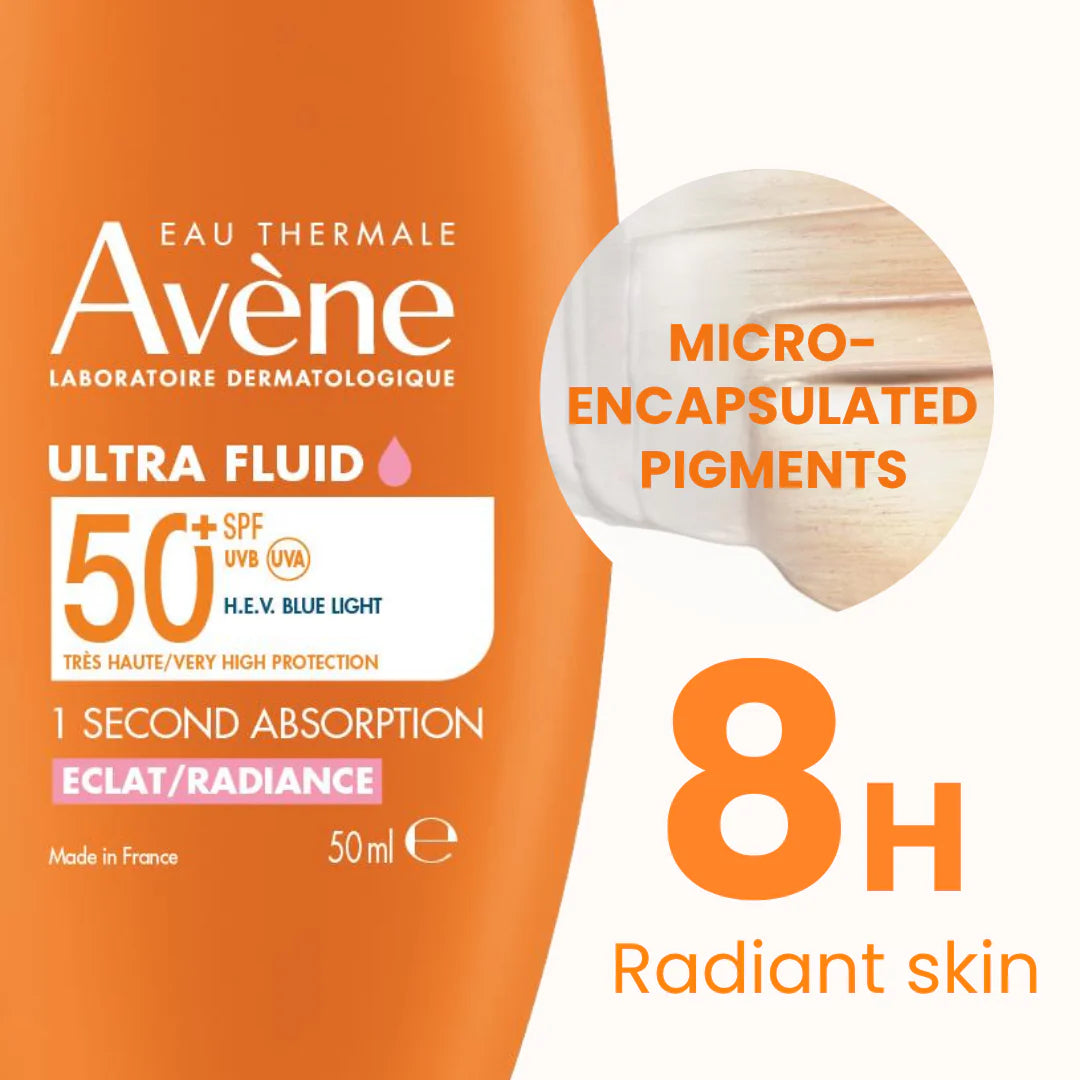 Ultra fluid Eclat Radiance SPF50+ Sunscreen 50ml | Ultra Light Hydrating Micropigments Tinted Sunscreen