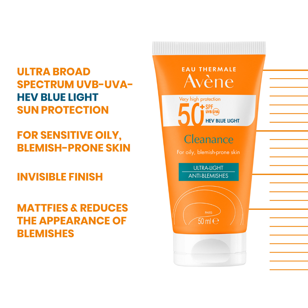 Avène Cleanance SPF 50+ Anti-Blemish Sunscreen 50mL + FREE After-Sun Repair Lotion | Buy 1 Get 1