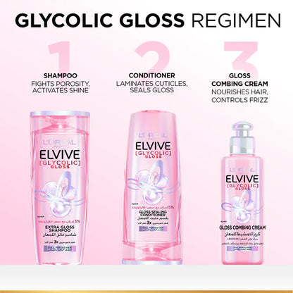 Elvive Glycolic Gloss Extra Gloss Shampoo For Dull Porous Hair Powered by 3% Glycolic Acid