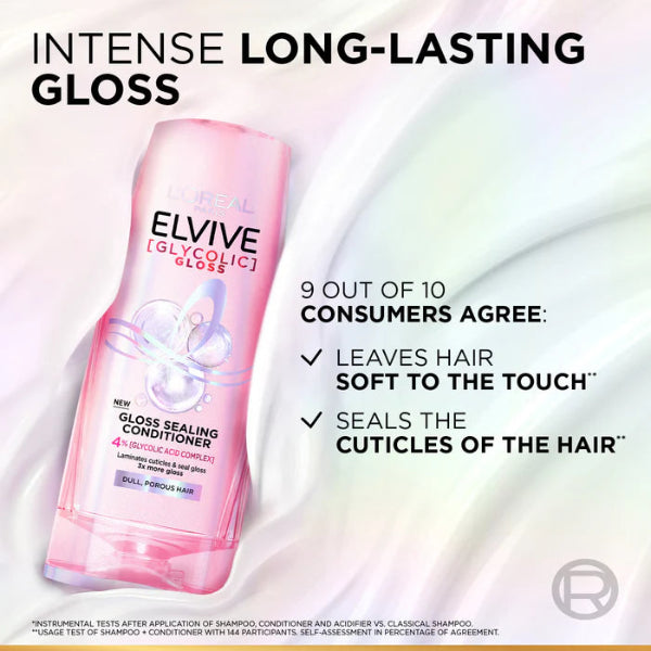 Elvive Glycolic Gloss Gloss Sealing Conditioner For Dull Porous Hair Powered by 3% Glycolic Acid