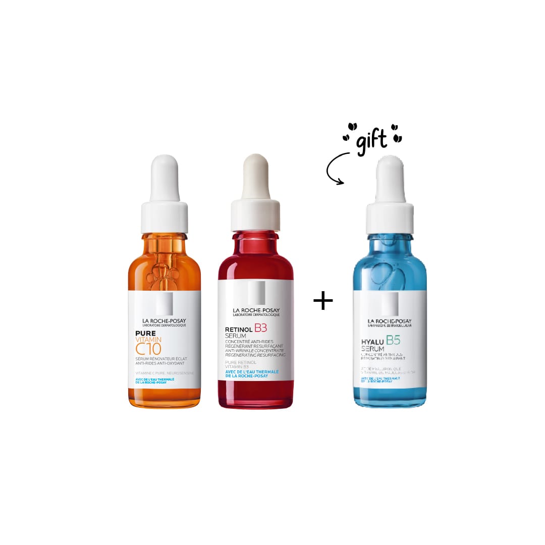 Vitamin C10 Serum + Retinol B3 Serum + Free  Hyaluron  B5 Serum
