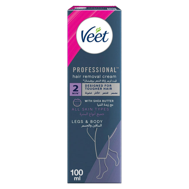 Professional Hair Removal Cream All Skin Type Legs & Body With Shea Butter 100 Ml