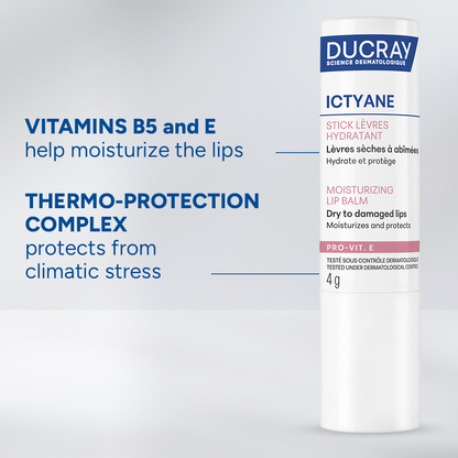 Ducray Ictyane Moisturizing Lip Balm for dry to damaged lips 4g