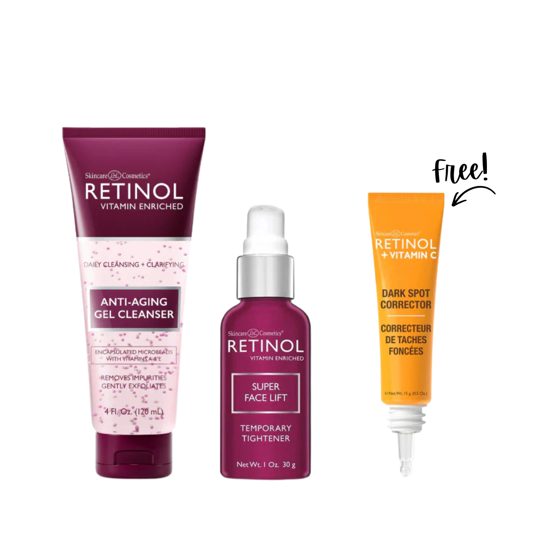 Buy Gel Cleanser + Super Face Lift and Get Free Retinol & Vitamin C Dark Spot Corrector 15g