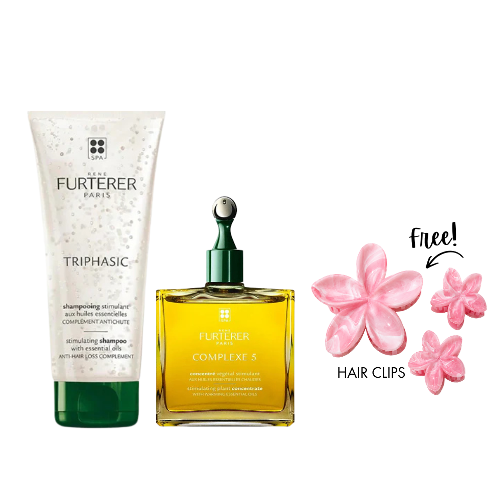 Triphasic Anti-Hair Loss Shampoo 200 ML + Complexe 5 Stimulating Plant Extract With Essential Oils + Gift - Pink Bohemian Hair Clips