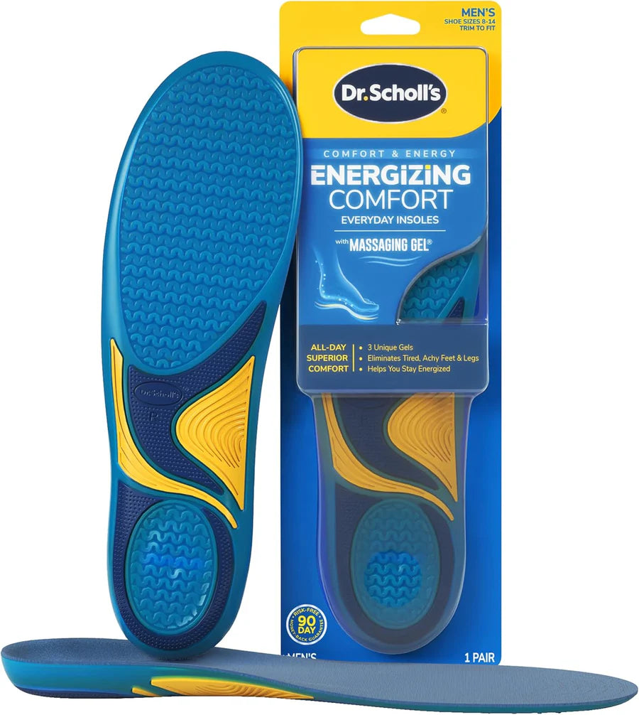 Energizing Comfort Everyday Insoles 1 Pair Men Shoe Sizes 8-14 Trim to Fit