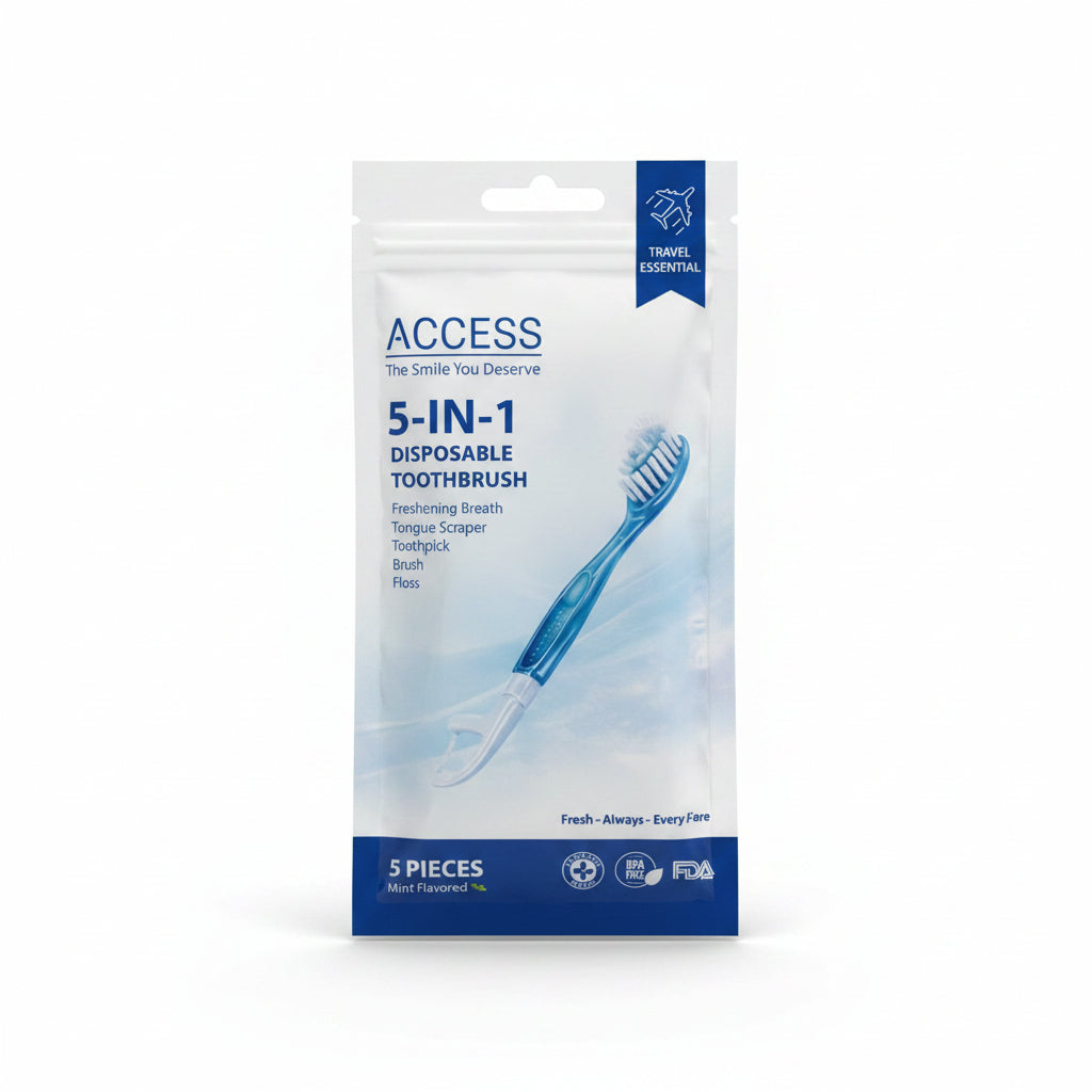 Access 5-In-1 Disposable Toothbrush Mint Flavor 5 Pieces