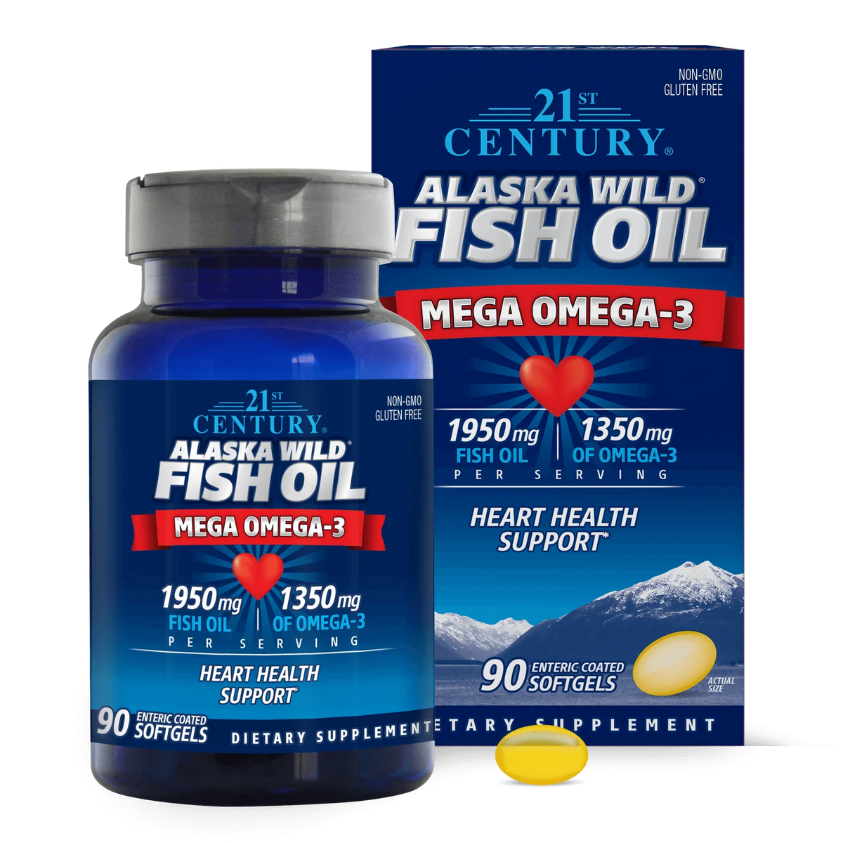21st Century Alaska Wild Fish Oil Mega Omega-3 90 Softgels