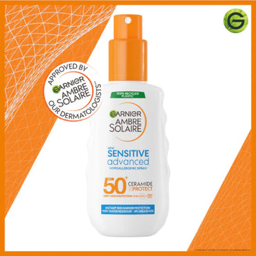 Ambre Solaire Sensitive Advanced SPF 50+ Ceramide Protect Sunscreen Spray For Adults 150 ML