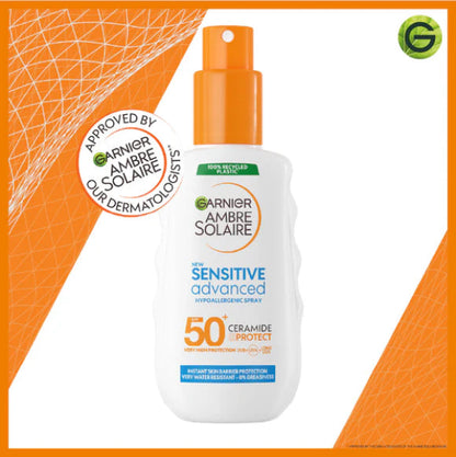 Ambre Solaire Sensitive Advanced SPF 50+ Ceramide Protect Sunscreen Spray For Adults 150 ML