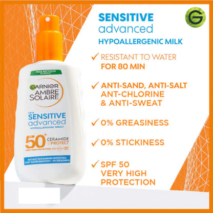 Ambre Solaire Sensitive Advanced SPF 50+ Ceramide Protect Sunscreen Spray For Adults 150 ML
