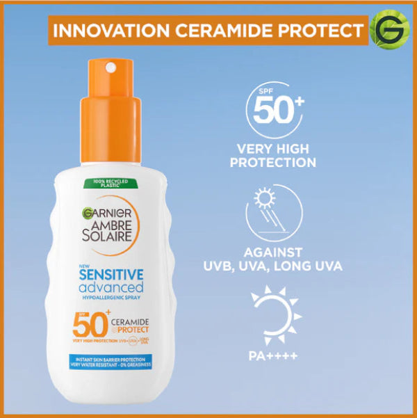 Ambre Solaire Sensitive Advanced SPF 50+ Ceramide Protect Sunscreen Spray For Adults 150 ML