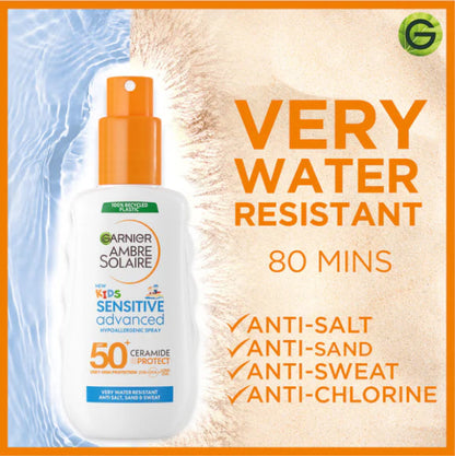 Ambre Solaire Sensitive Advanced SPF 50+ Ceramide Protect Sunscreen Spray For Kids 150 ML