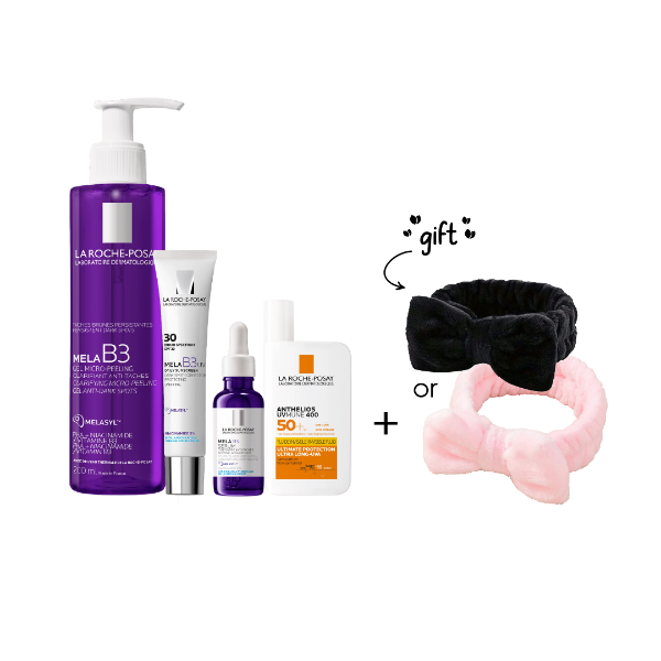 Anthelios UVMune 400 Invisible Fluid SPF50+ + Mela B3 Dark Spot Serum + Mela B3 Facial + Mela B3 UV Daily Moisturizer SPF 30 + Headband