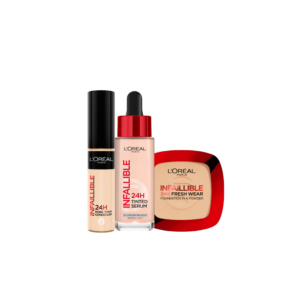 Infaillible Full Wear Concealer Bundle X2 + 24h Tinted Serum + Fresh Wear 24h Powder