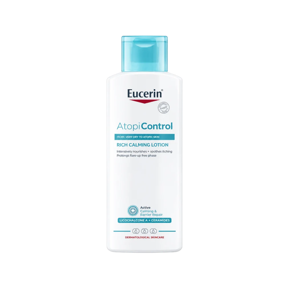 Eucerin AtopiControl Rich Calming Lotion 250 ML on a white background 