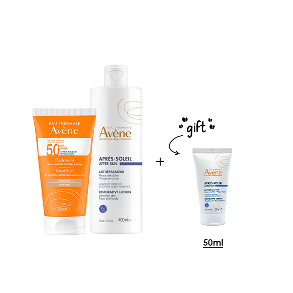 Very High Protection 50+ Cream Tinted +  After Sun Repair Lotion + Free Gift