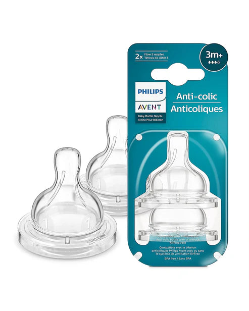 Anti Colic Teats 2X Flow 3 Teats 3M+