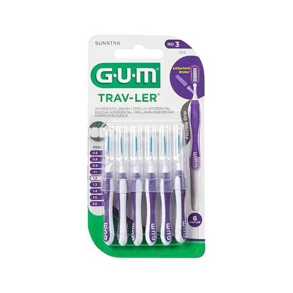 Trav-Ler Reusable Interdental Brush Purple 1.2Mm 6Pcs