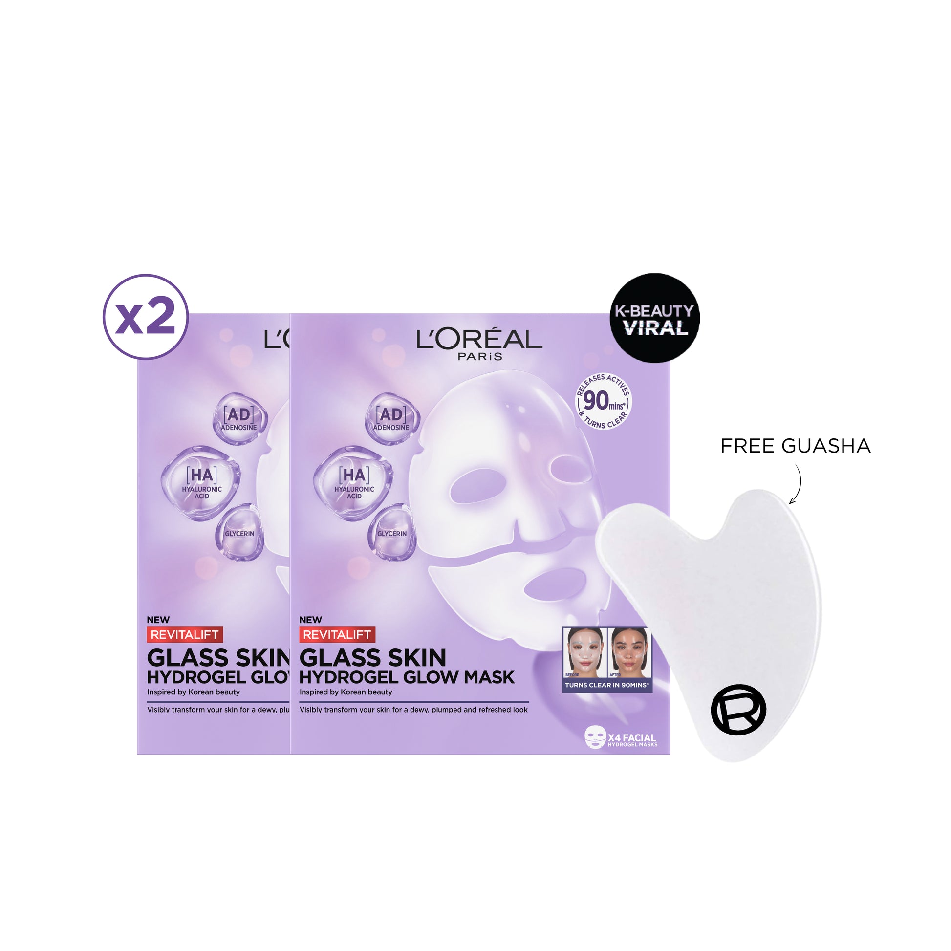 Buy 2 Revitalift Filler Hydrogel Glow Mask Single Pack and Get FREE GUASHA BF