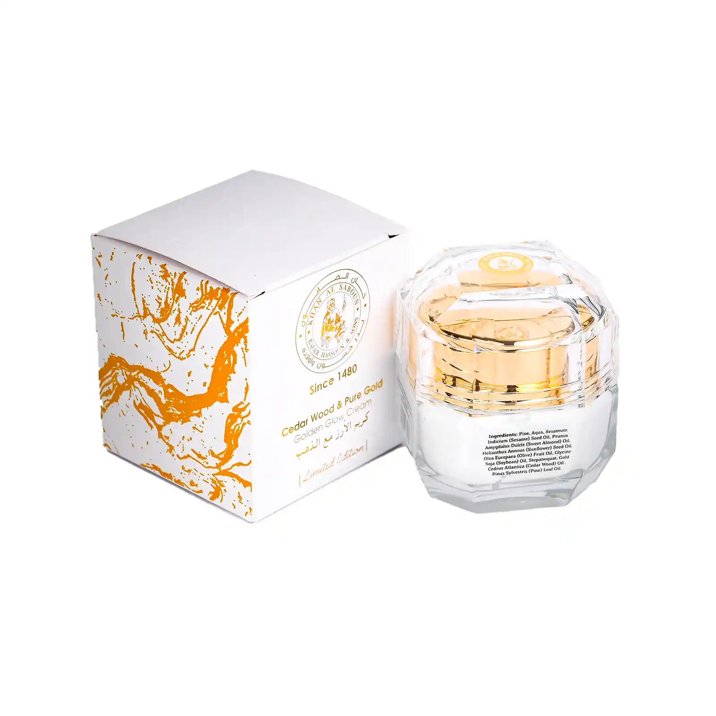 Khan Al Saboun Cedar Wood & Pure Gold Golden Glow Cream – 50g