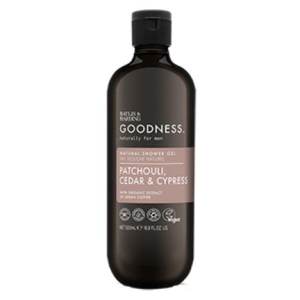 Goodness Mens Shower Gel Patchouli Cedar Cypress 500ml