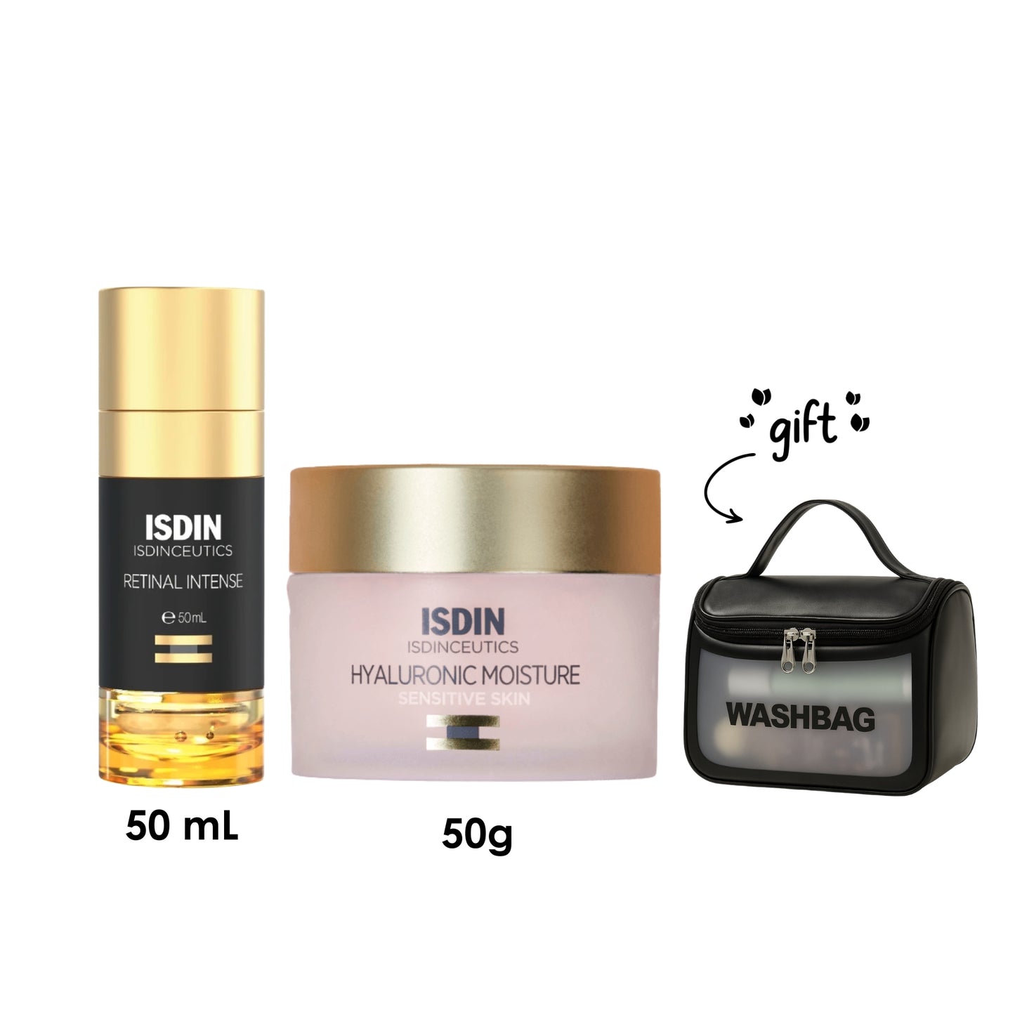 Isdinceutics Retinal Intense 50 ML + Isdinceutics Hyaluronic Moisture Sensitive Skin + Free Wash Bag