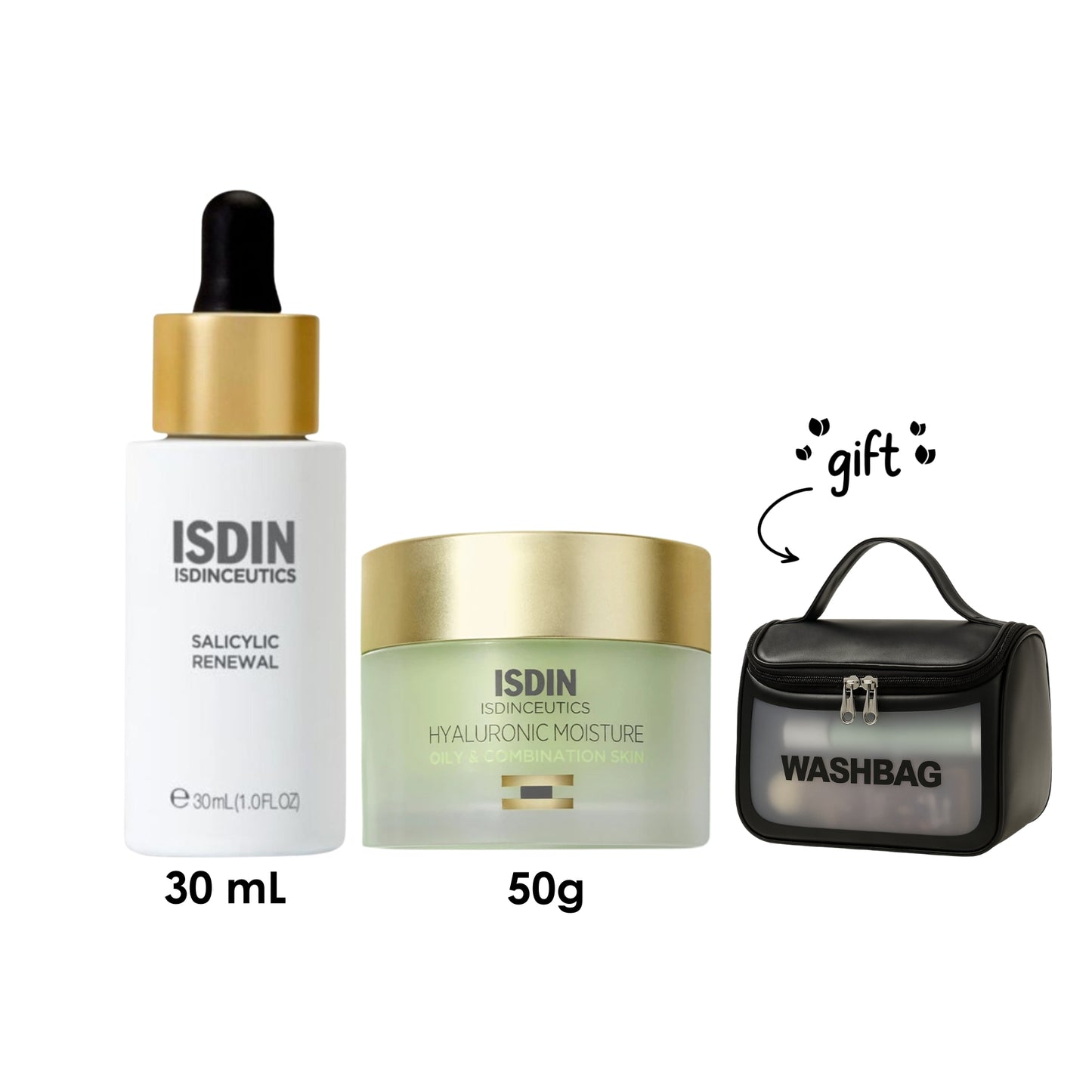 Isdinceutics Salicylic Renewal + Isdinceutics Hyaluronic Moisture Oily & Combination Skin + Free Wash Bag