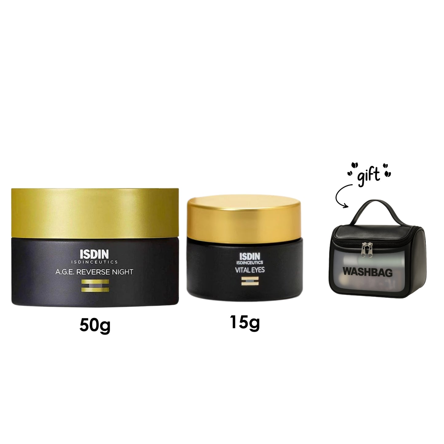 Isdinceutics Vital Eyes Eye Cream, 15 G + Isdinceutics A.G.E. Reverse Night + Free Wash Bag