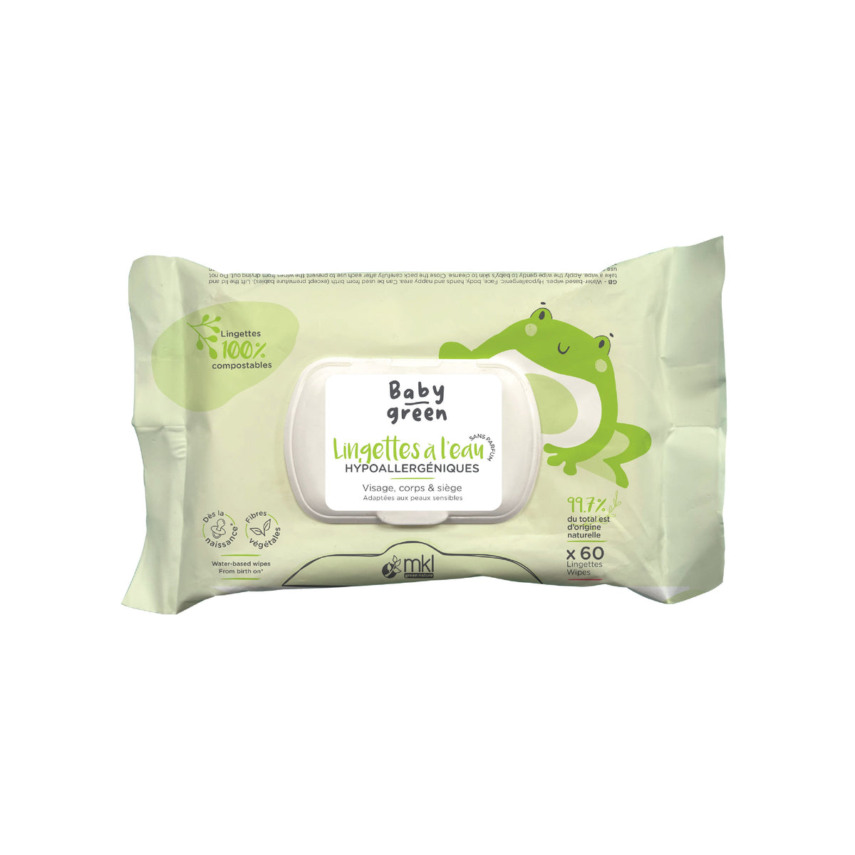 Water Wipes - Baby Green Pack of 60 wipes