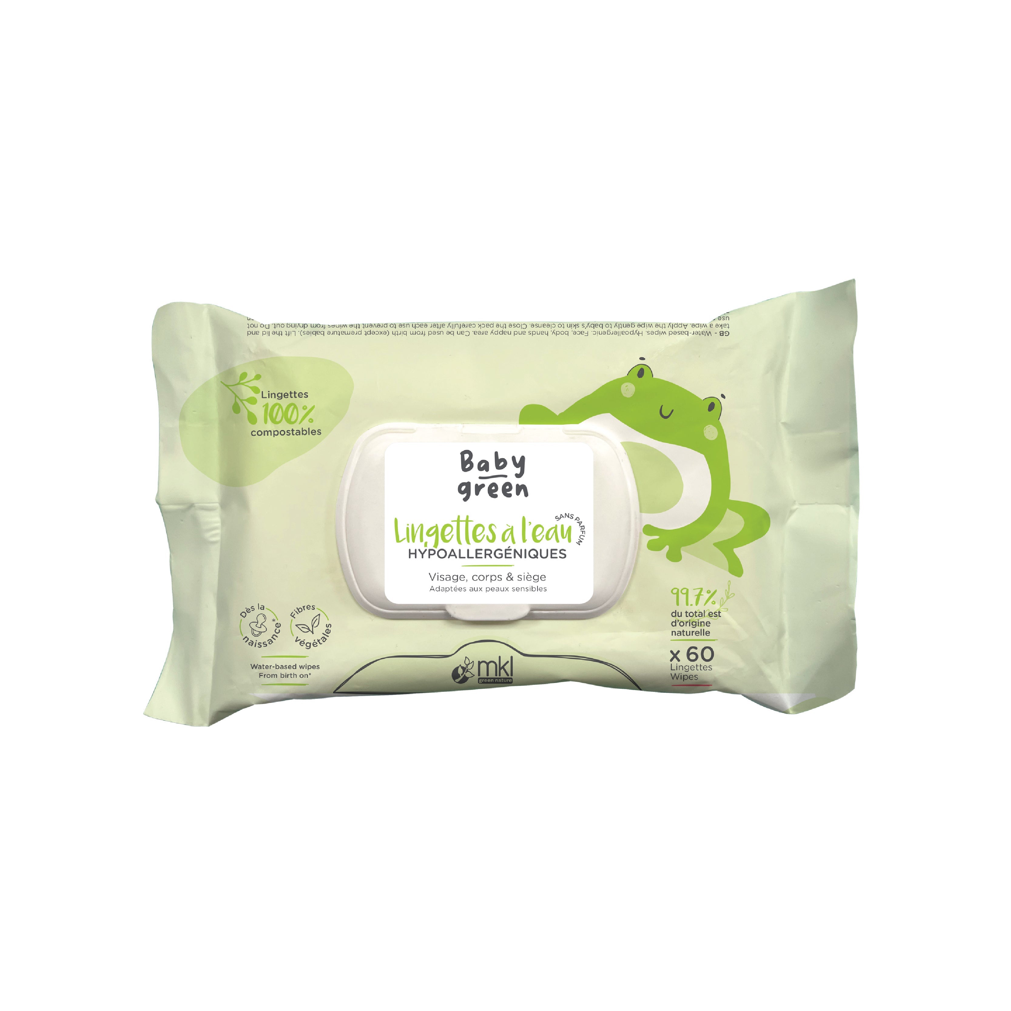 Water Wipes - Baby Green Pack of 60 wipes