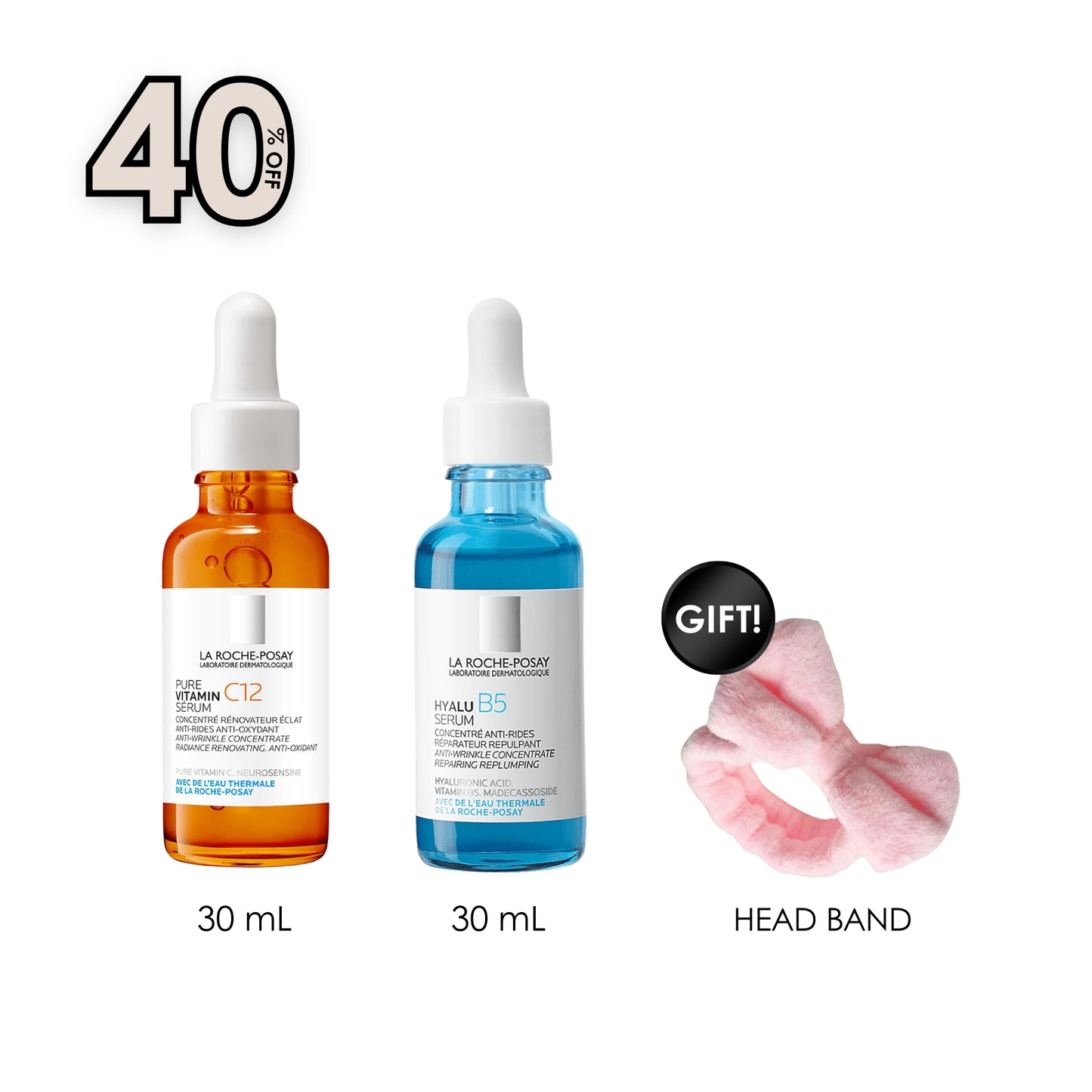 Vitamin C12 Serum + Hyalu B5 Serum + Free Pink Headband