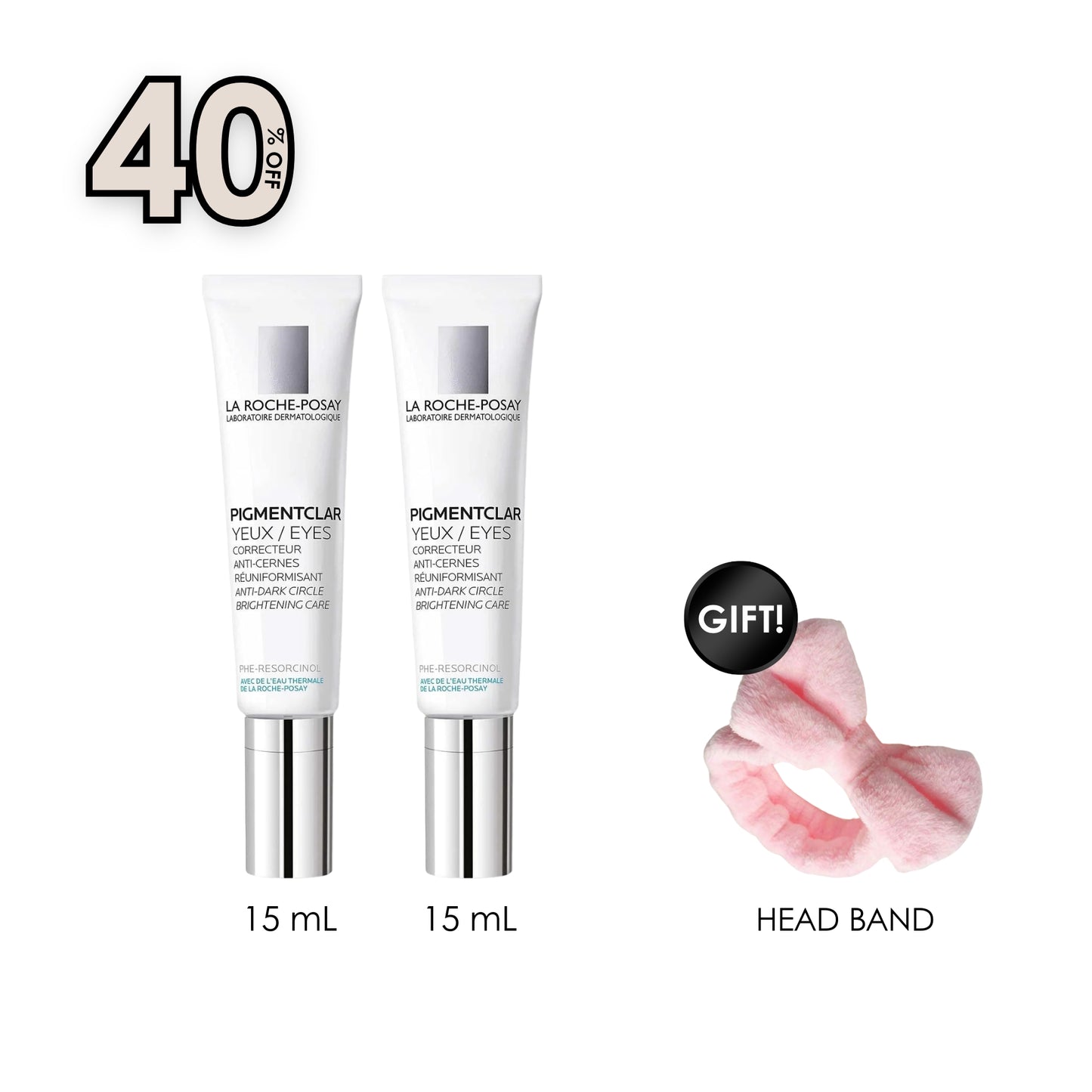 2 x Pigmentclar Eye Cream for Dark Circles + Free Pink Headband