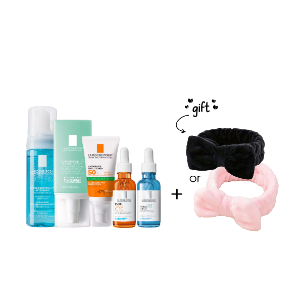 Physiological Foaming Water + Anthelios UVMune 400 Hydrating Cream SPF50+ Sun Cream + Hydraphase HA Light Hyaluronic Acid Face Moisturizer + Hyalu B5 Serum + Vitamin C10 Serum + Gift From Zeina Care