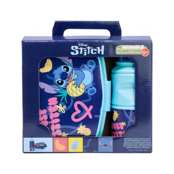 Stor 2Pcs (Bottle 380 ML + Sandwich Box) Stitch