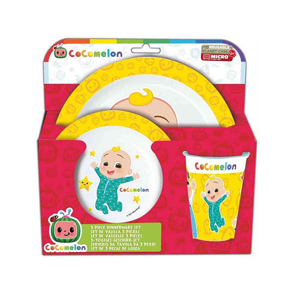 Stor 5 Pcs (Plate + Bowl + Tumbler 260 ML + Cutlery) Cocomelon