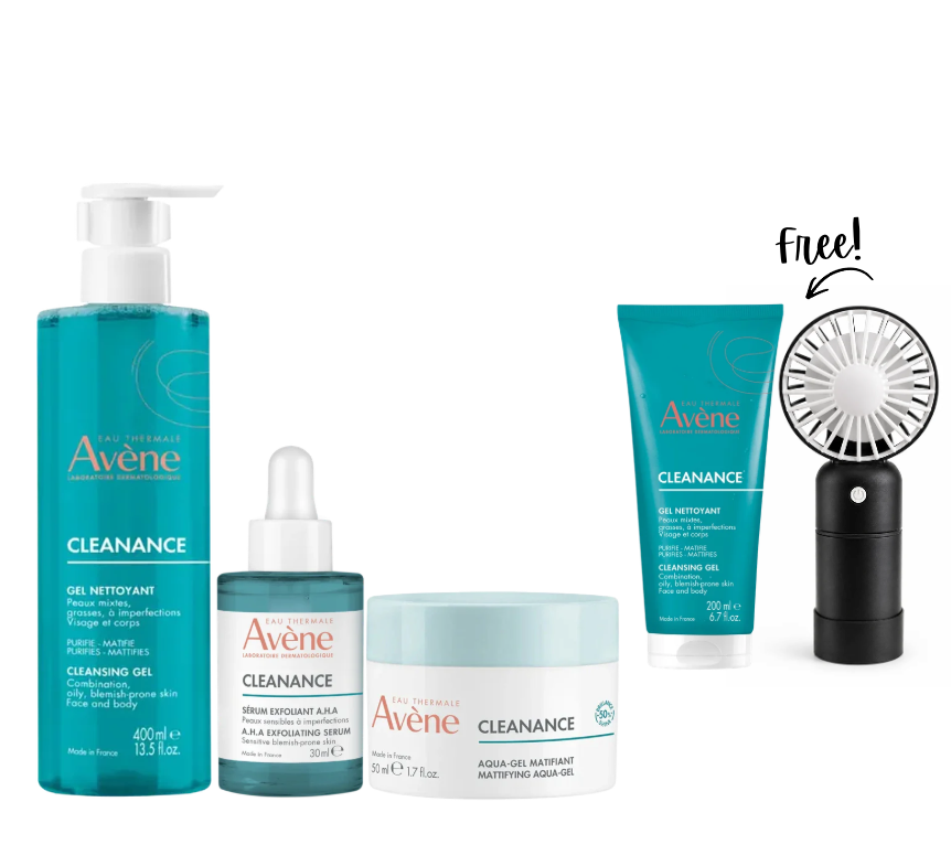 Avène Cleanance Complete Acne Control Routine – Cleanser + AHA Serum + Aqua-Gel + Gift