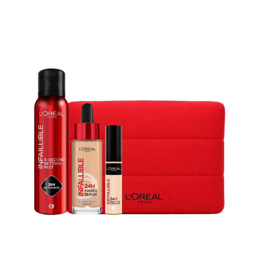 Infaillible 24h Tinted Serum + Infaillible Full Wear Concealer + Infallible 3 Seconds Makeup Setting Mist 75ML + Red Infaillible Pouch Free