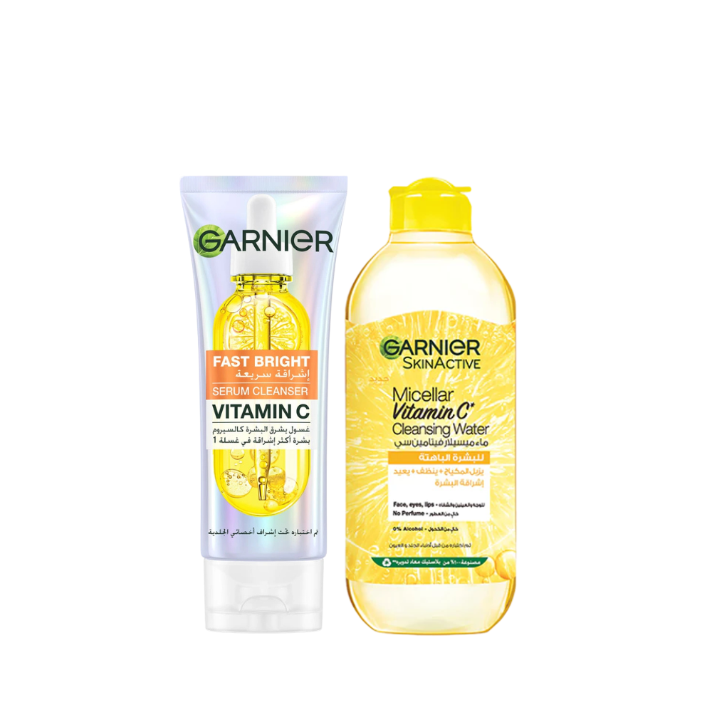 Garnier Fast Bright Serum Cleanser 100ML + Micellar Brightening Cleansing Water Vitamin C
