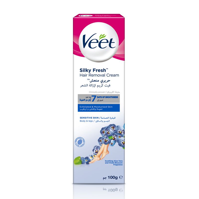 Silky Fresh Hair Removal Cream Sensitive Skin Body & Legs Aloe Vera And Violet Blossom 100 G