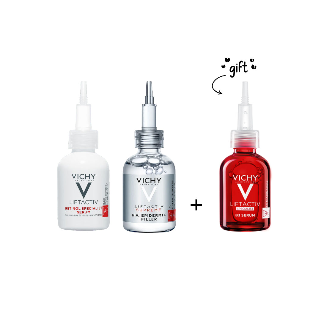 Liftactiv H.A Epidermic Filler 30 ML + LiftActiv Retinol Specialist Deep Wrinkles Serum 30 ML + Free  LiftActiv B3 Serum
