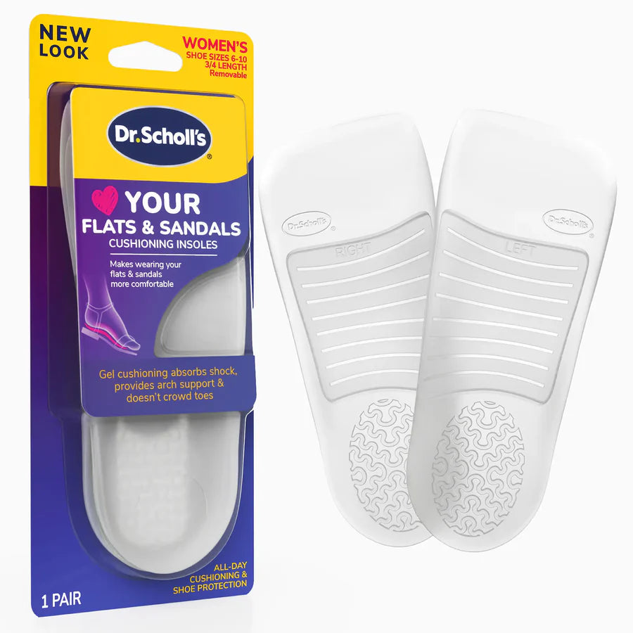 Flats & Sandals Cushioning Insoles 1 Pair Women Shoe Sizes 6-10 3/4 Length