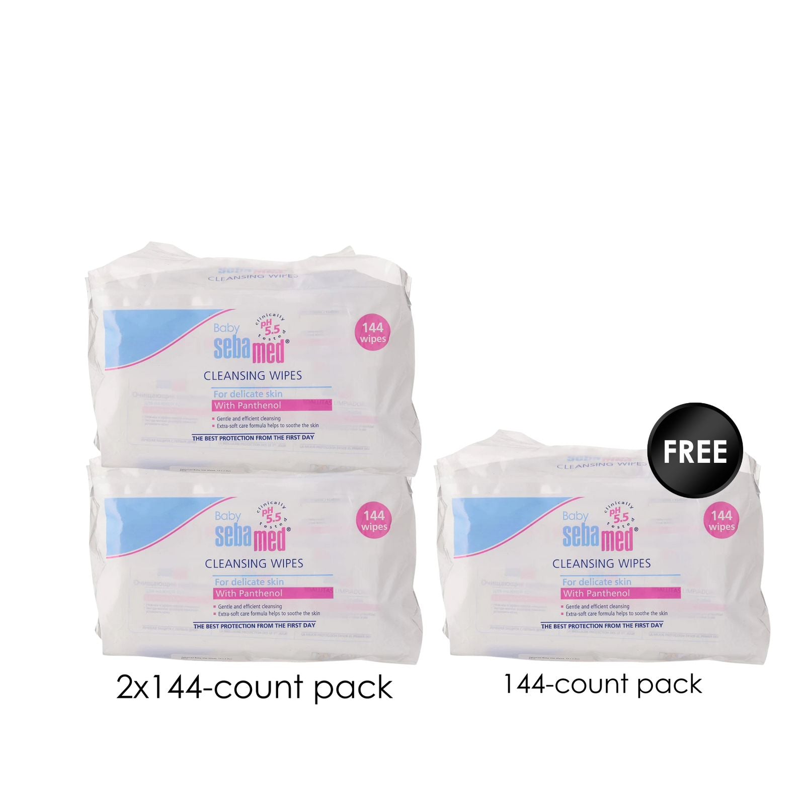 3x Cleansing Wipes 144 Wipes Ph 5.5