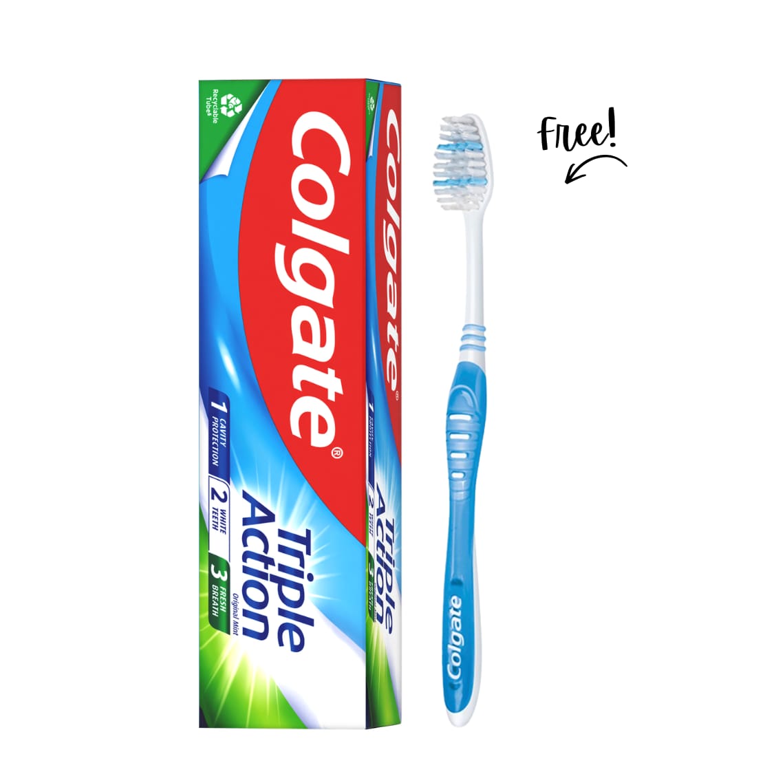 Colgate Triple Action Toothpaste 125 Ml Get Free Colgate Toothbrush Medium