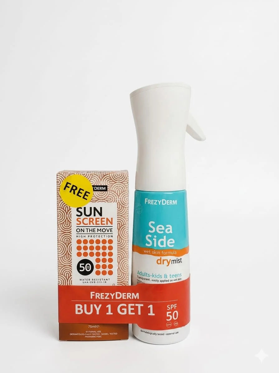 Frezyderm Sea Side Dry Mist SPF 50 200 ML + Sunscreen on the Move SPF 50 75ML Free