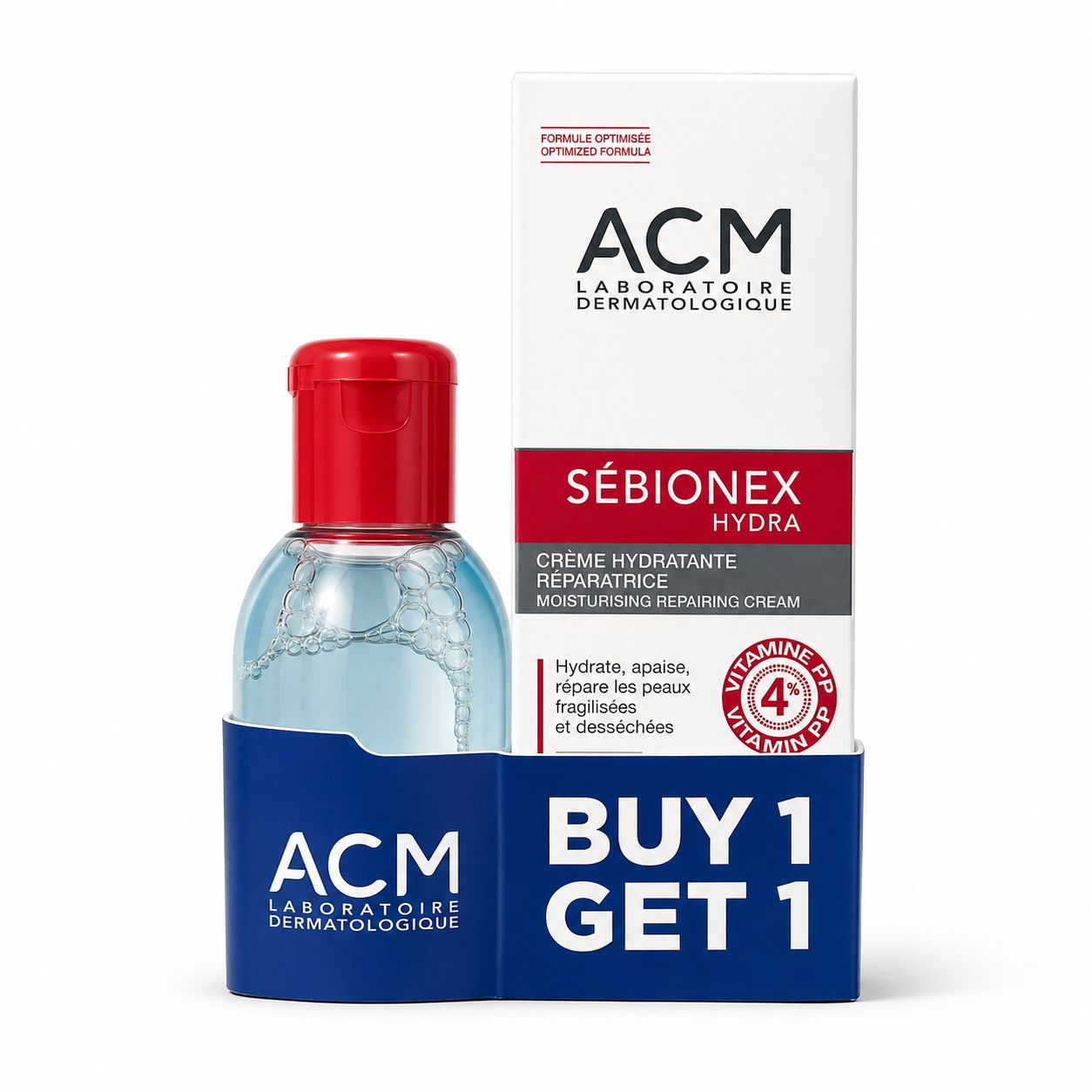 Buy 1 ACM Sébionex HYDRA Restorative Moisturizing Cream 40 ml and get 1 ACM Sébionex Micellar Lotion FREE